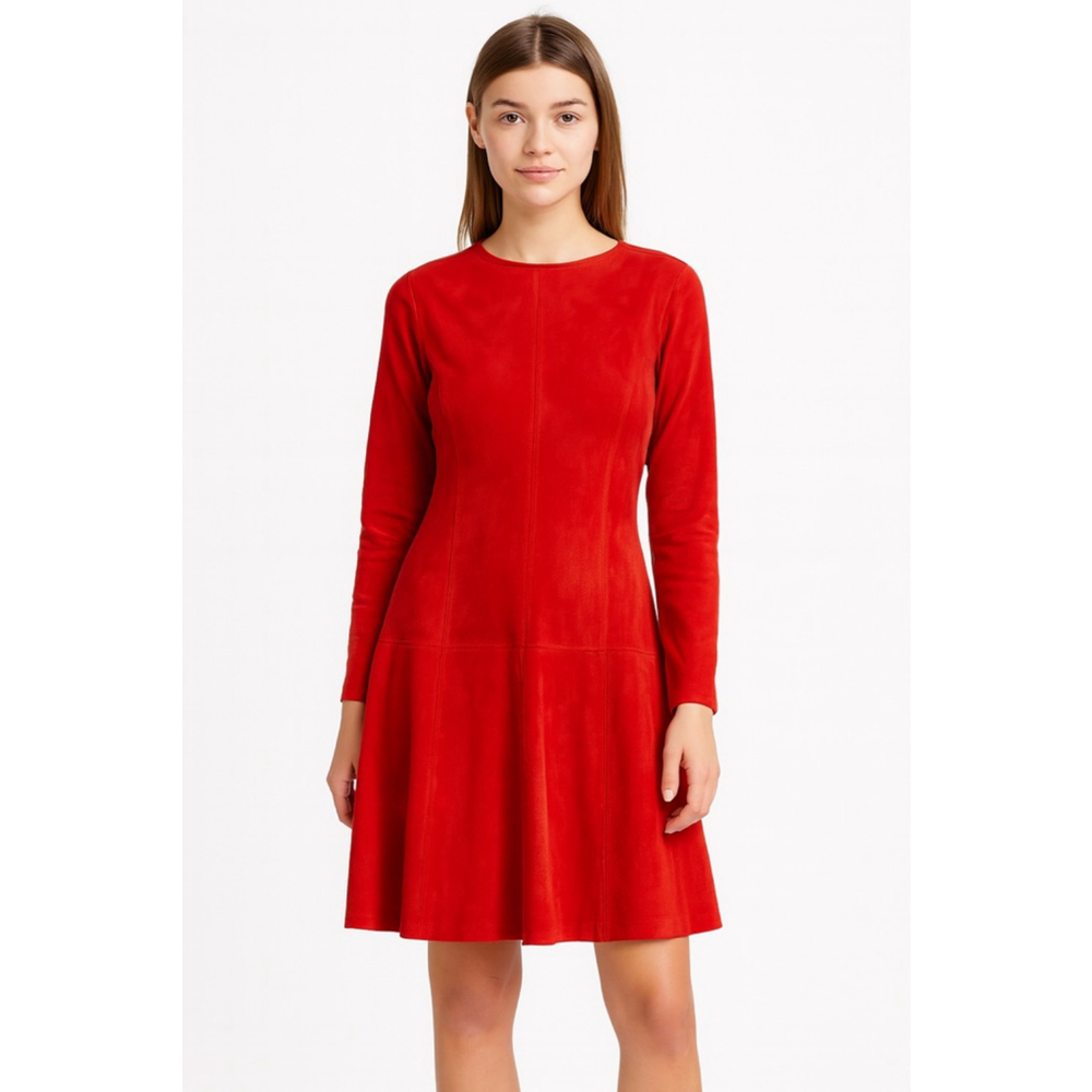 Vintage Brettons Collection Red Leather A-Line Dress Women's 
Size 6 90s Chic